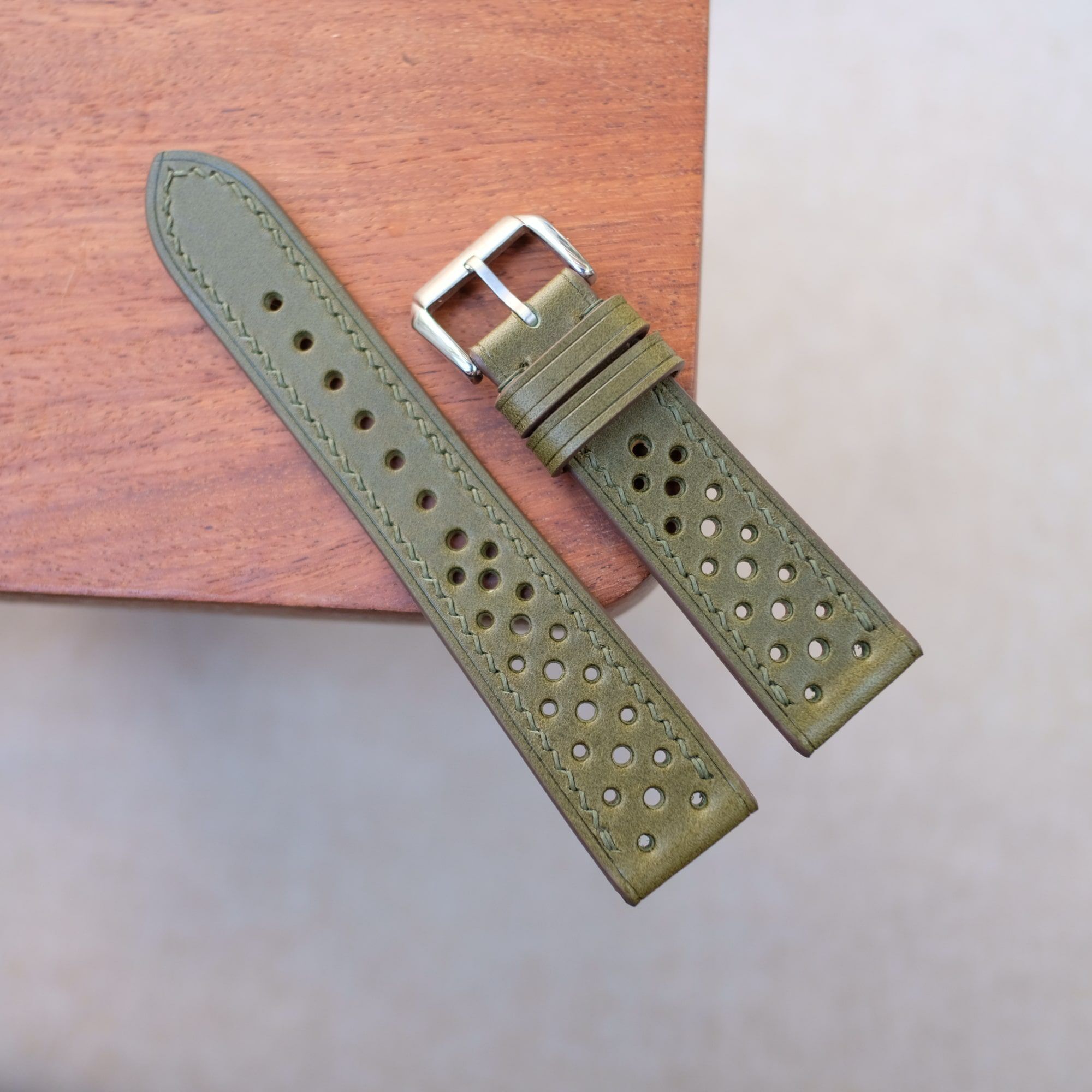 racing rally olive leather watch strap rally-olive-watch-strap