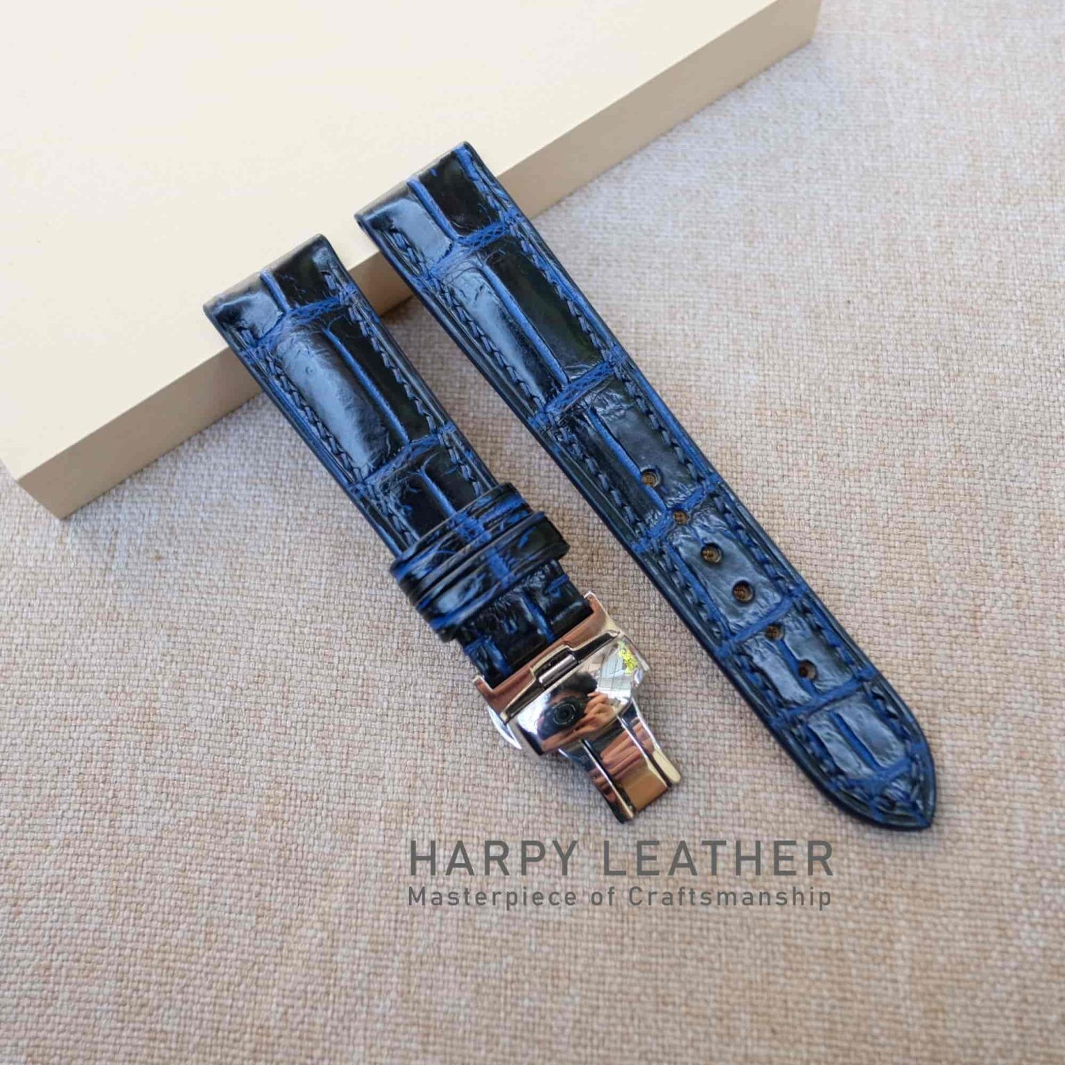 Black Blue Alligator Watch Strap & Band - Genuine alligator  display picture 2