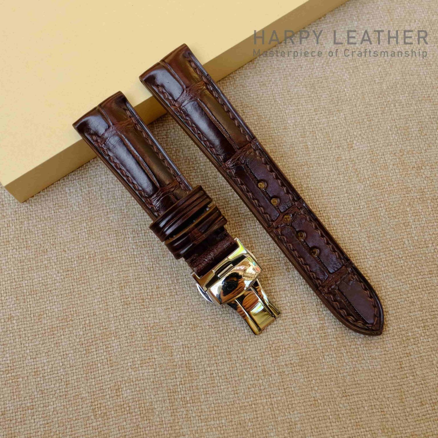 Brown Alligator Watch Strap & Band - Genuine alligator 