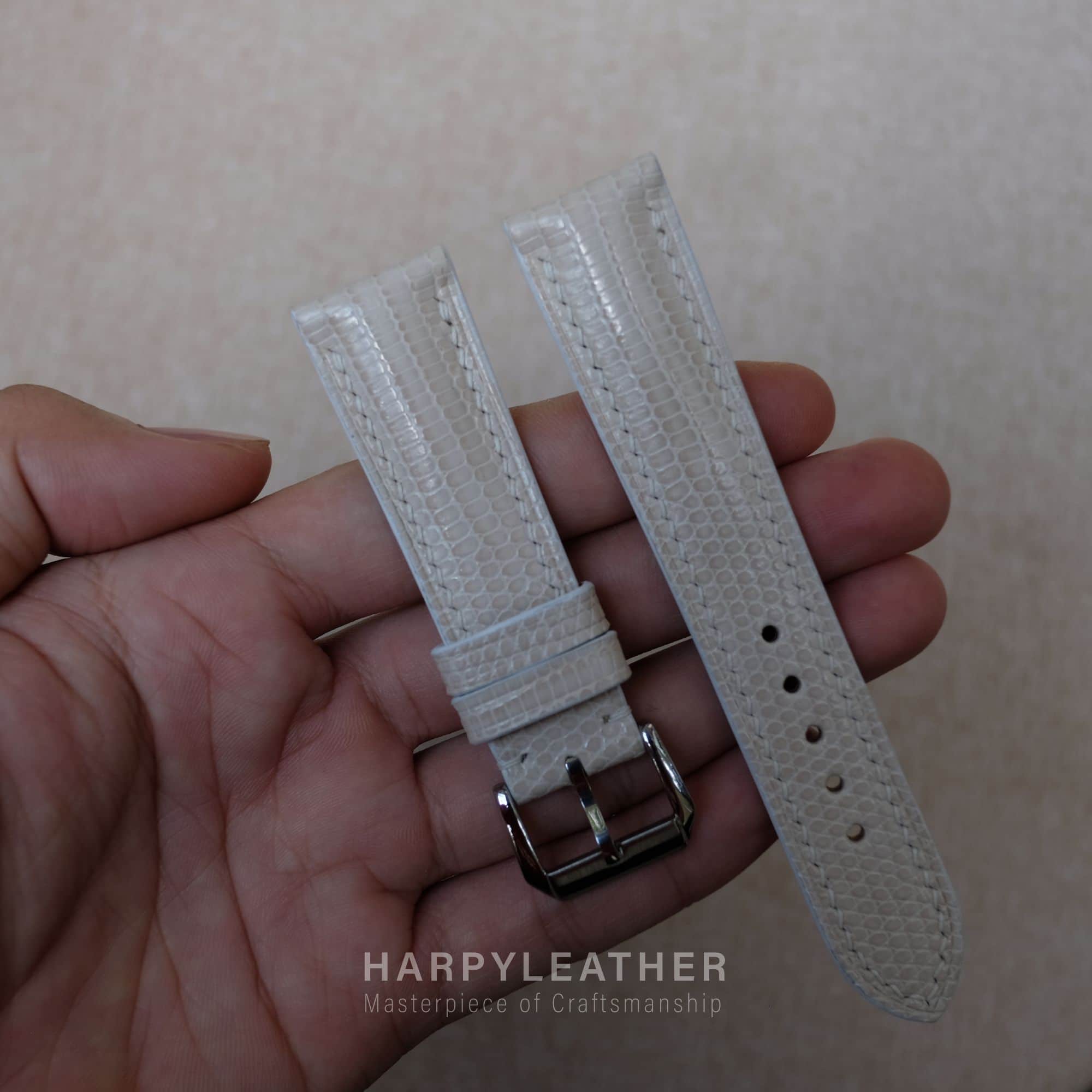 creamy lizard white leather watch strap creamy white lizard leather watch strap 3