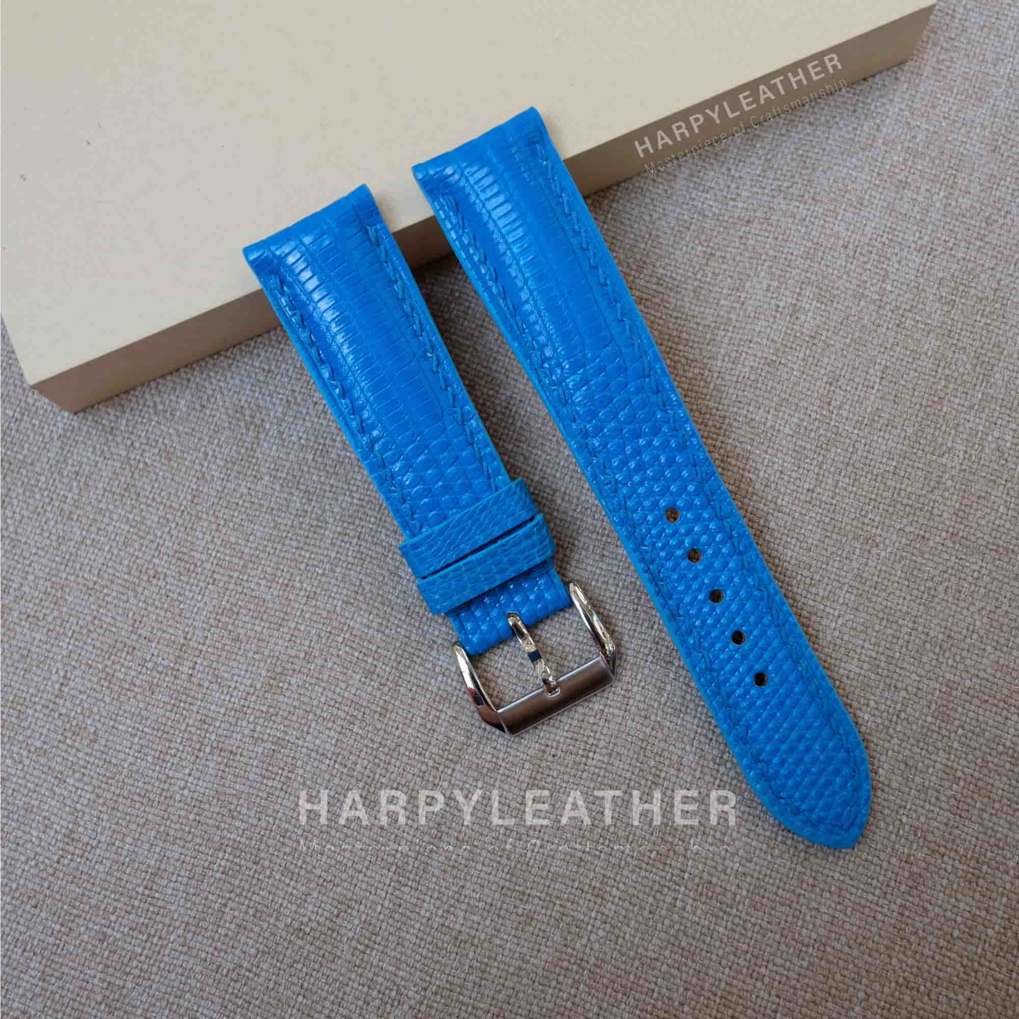 light blue lizard leather watch strap light-blue-lizard-leather-watch-strap