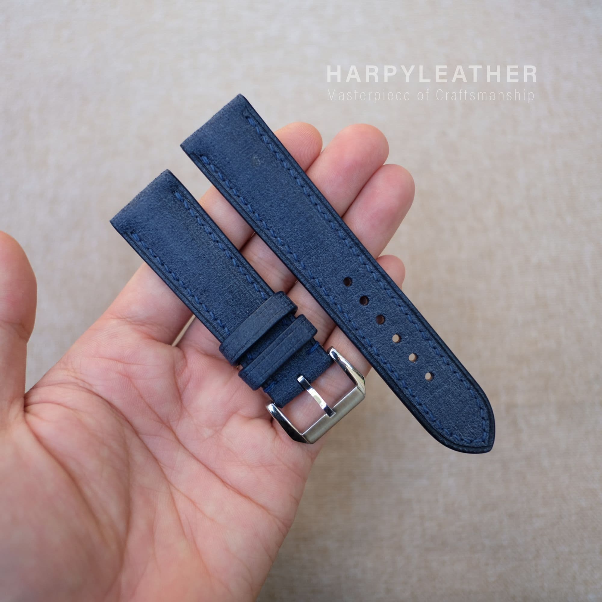 Blue babele leather watch strap Blue babele leather watch strap 2