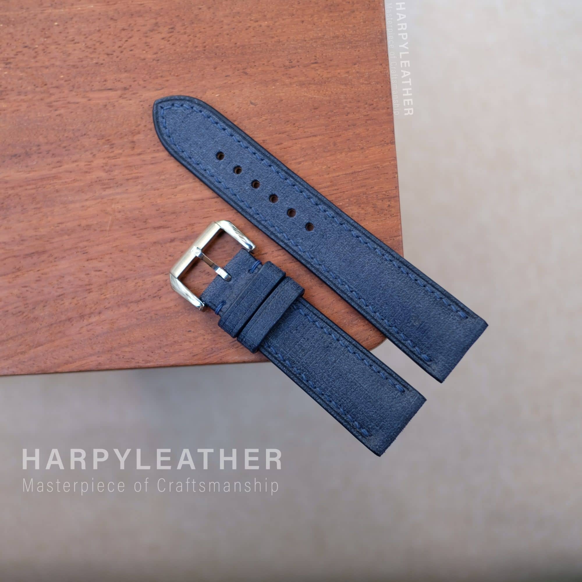 Blue babele leather watch strap Blue babele leather watch strap 3