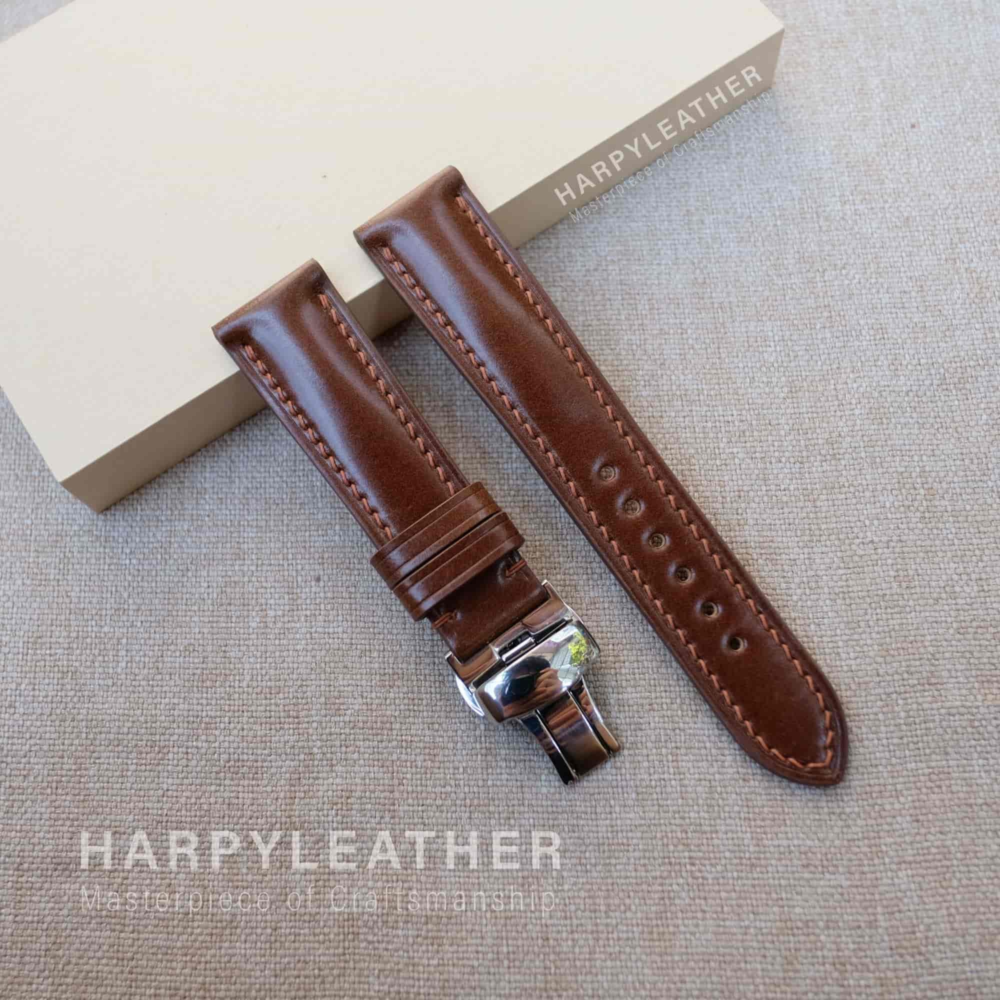 Brown shell cordovan watch strap Brown-shell-cordovan-watch-strap