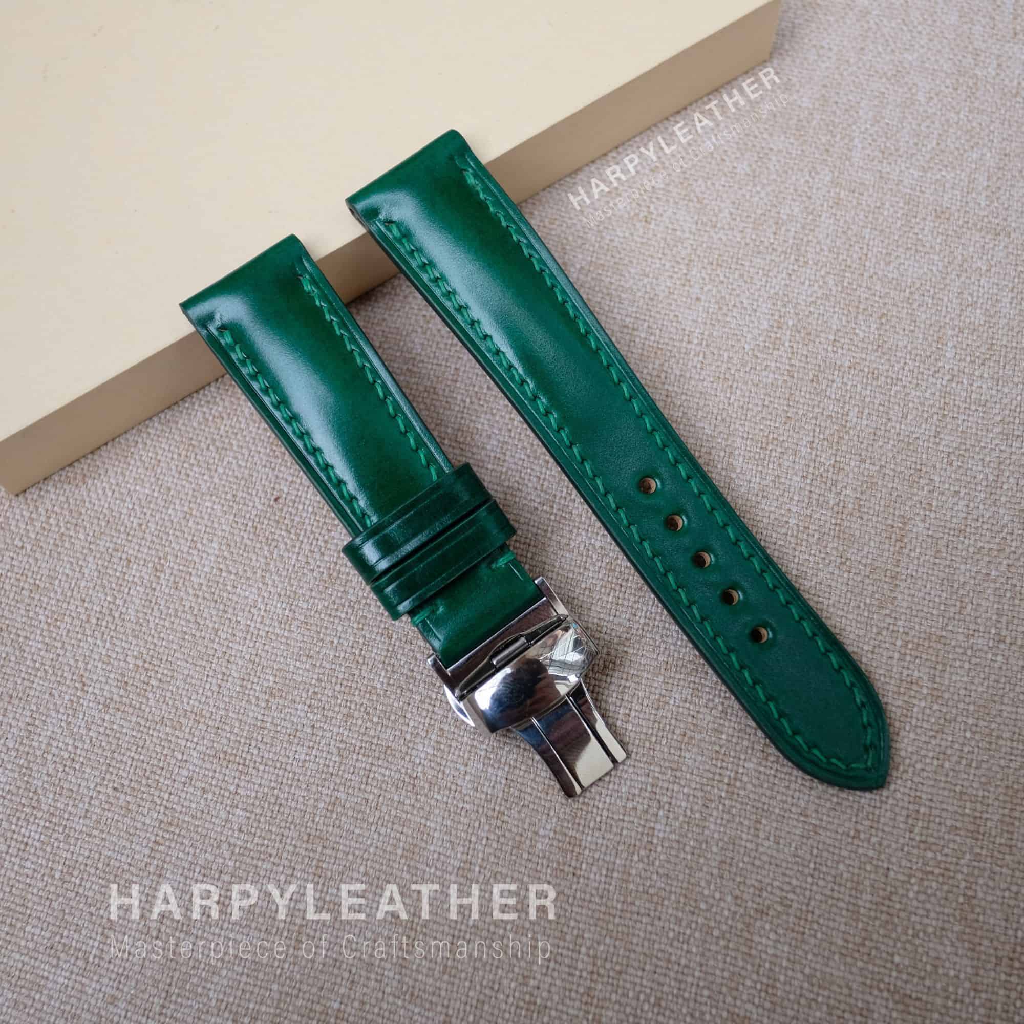 Green shell codovan leather watch strap Green-shell-codovan-leather-watch-strap