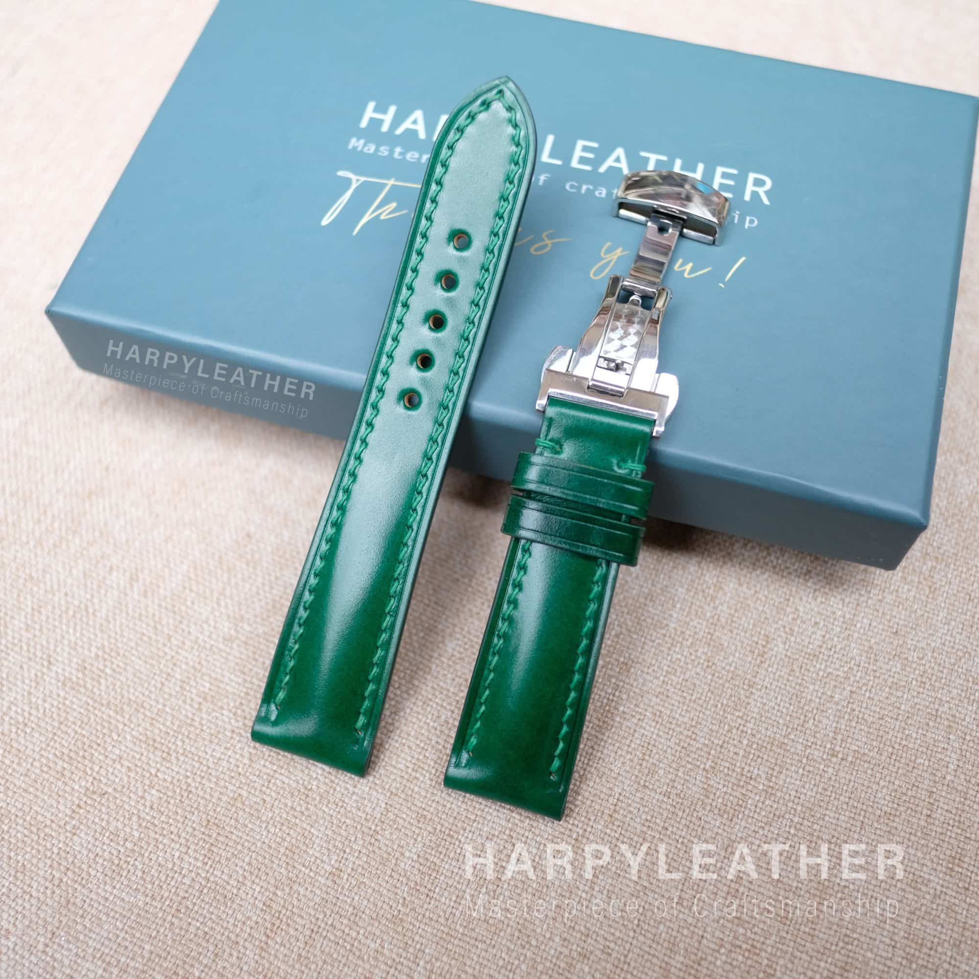Green shell codovan leather watch strap Green-shell-codovan-leather-watch-strap