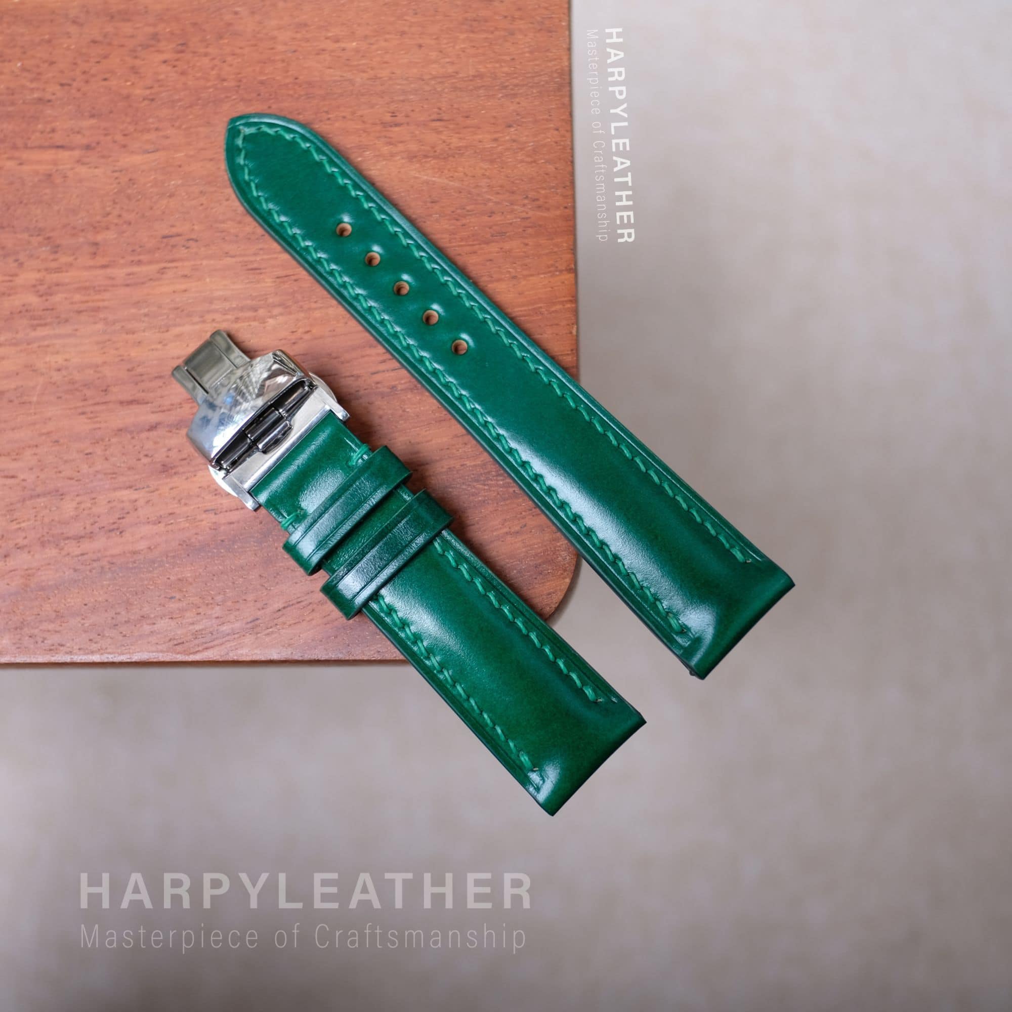 Green shell codovan leather watch strap Green-shell-codovan-leather-watch-strap