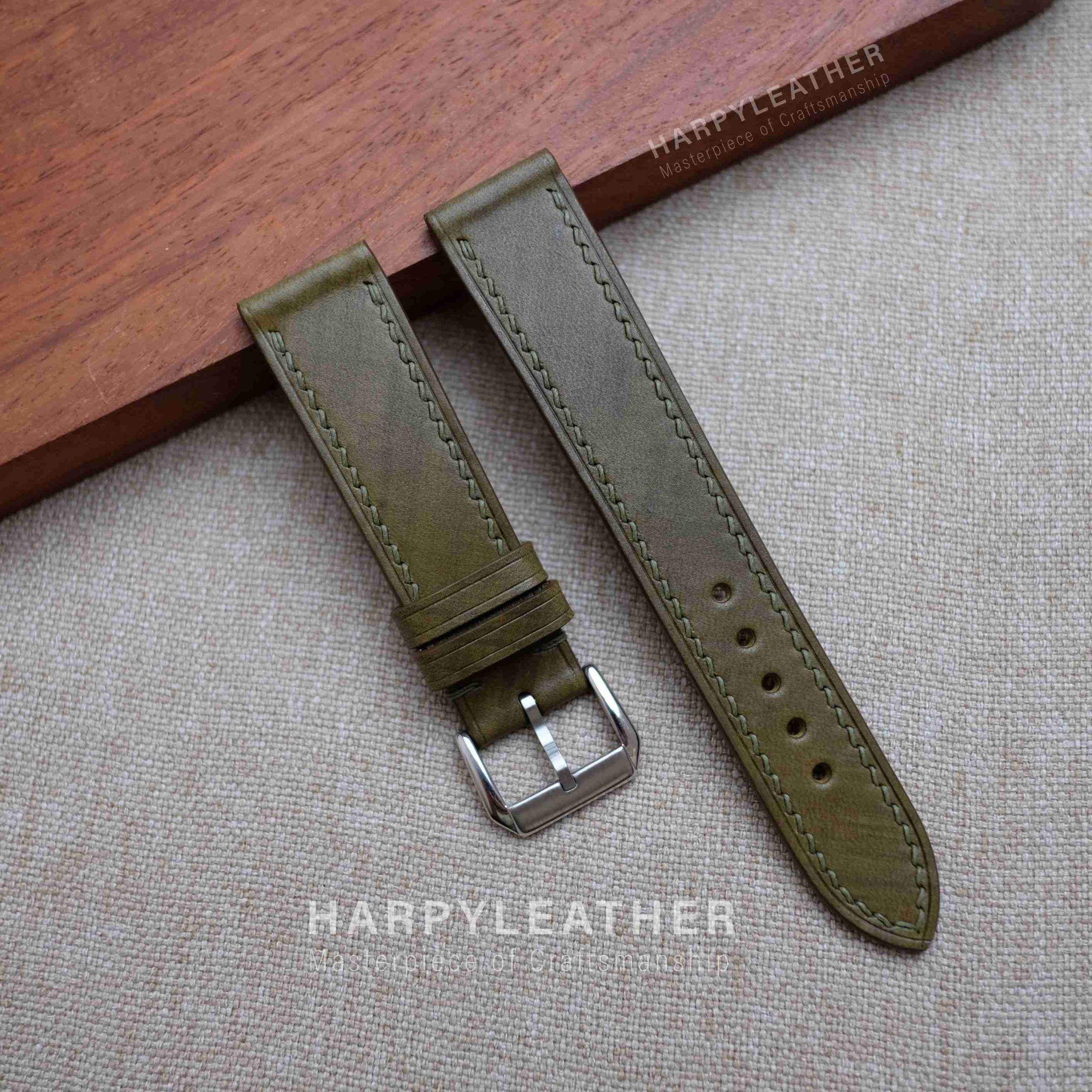 Olive green mozart flat watch strap Olive-green-mozart-flat-watch-strap
