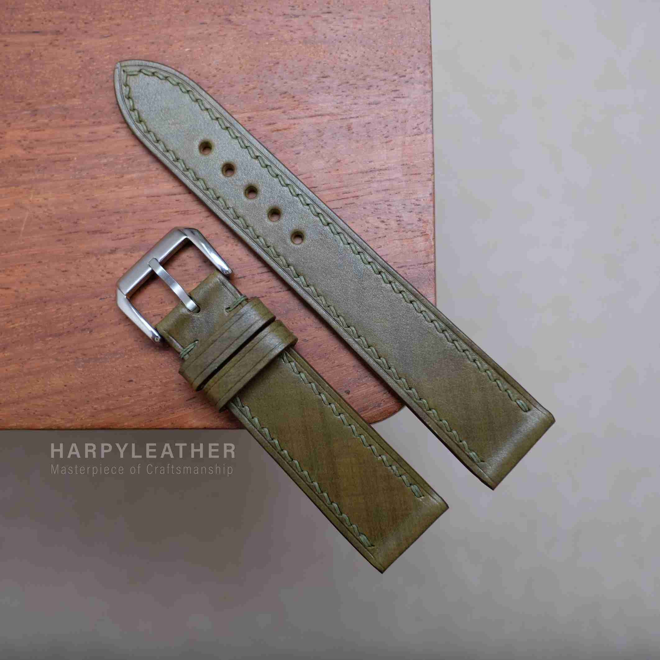 Olive green mozart flat watch strap Olive green mozart flat watch strap 2