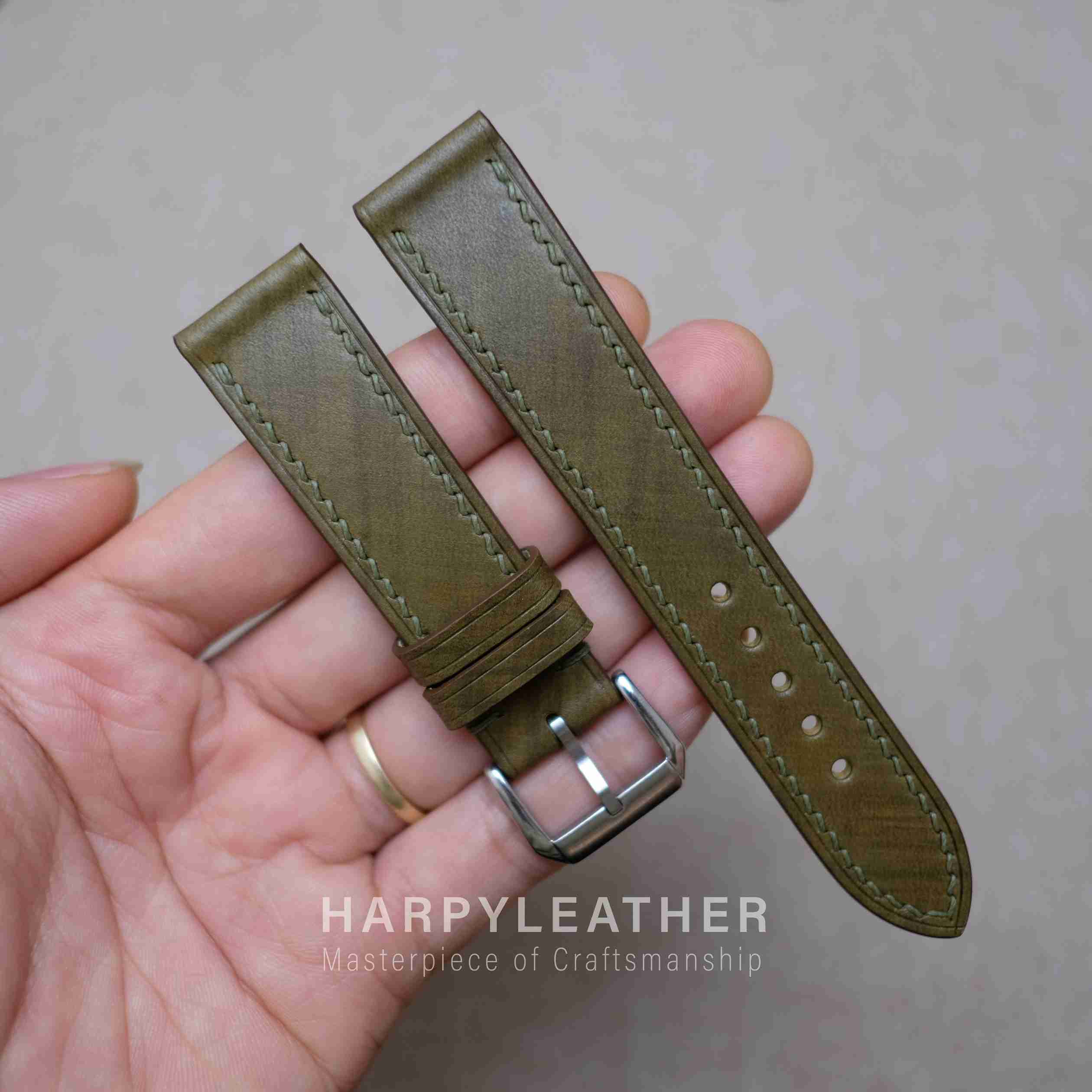 Olive green mozart flat watch strap Olive green mozart flat watch strap 3