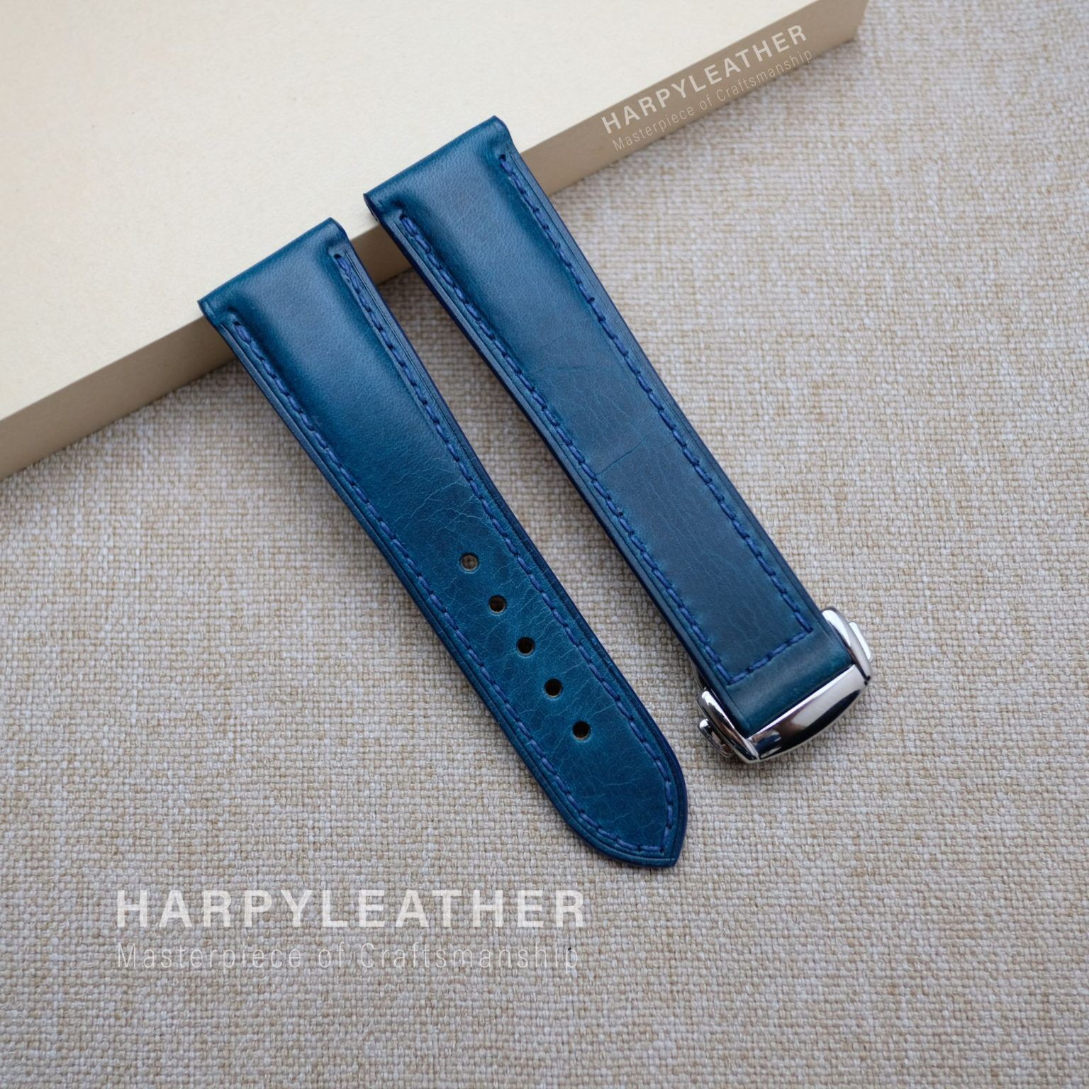 Navy Blue Waxy Strap Omega Style Clasp - Timeless Elegance