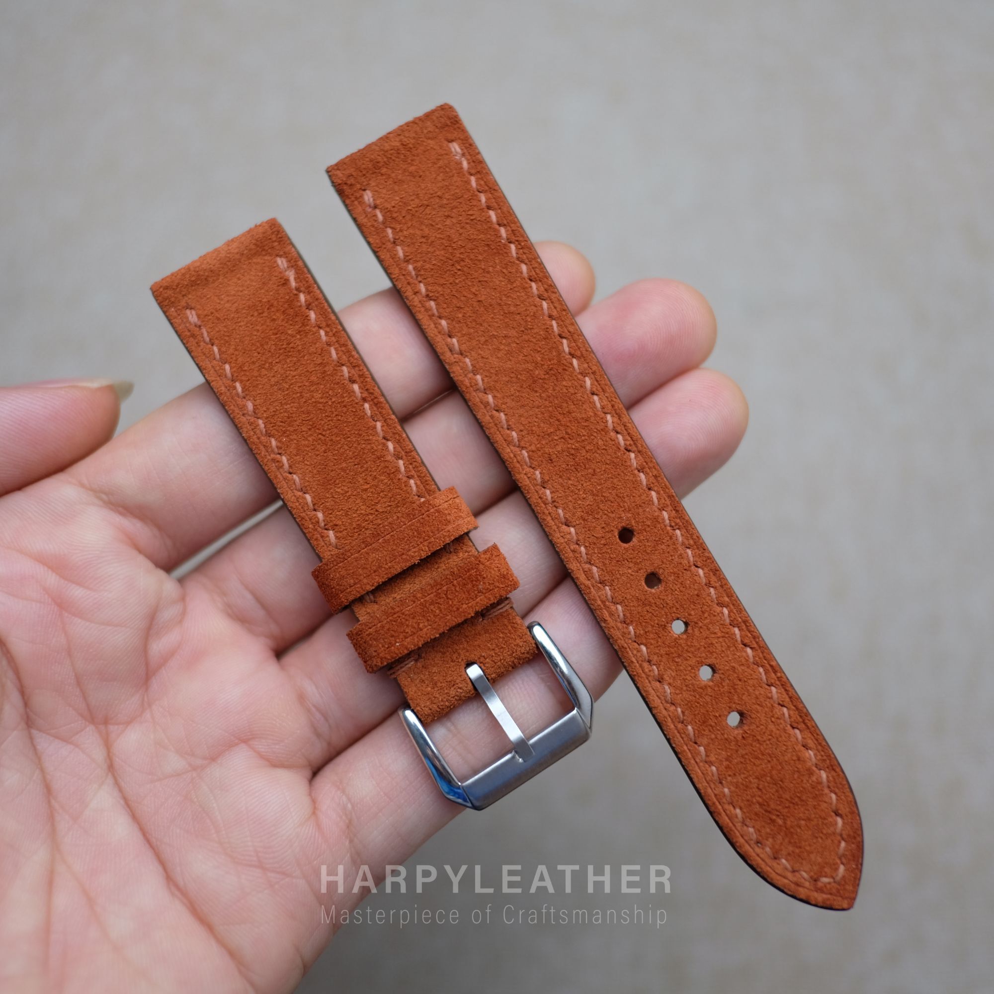 Orange suede flat watch strap Orange suede flat watch strap 2