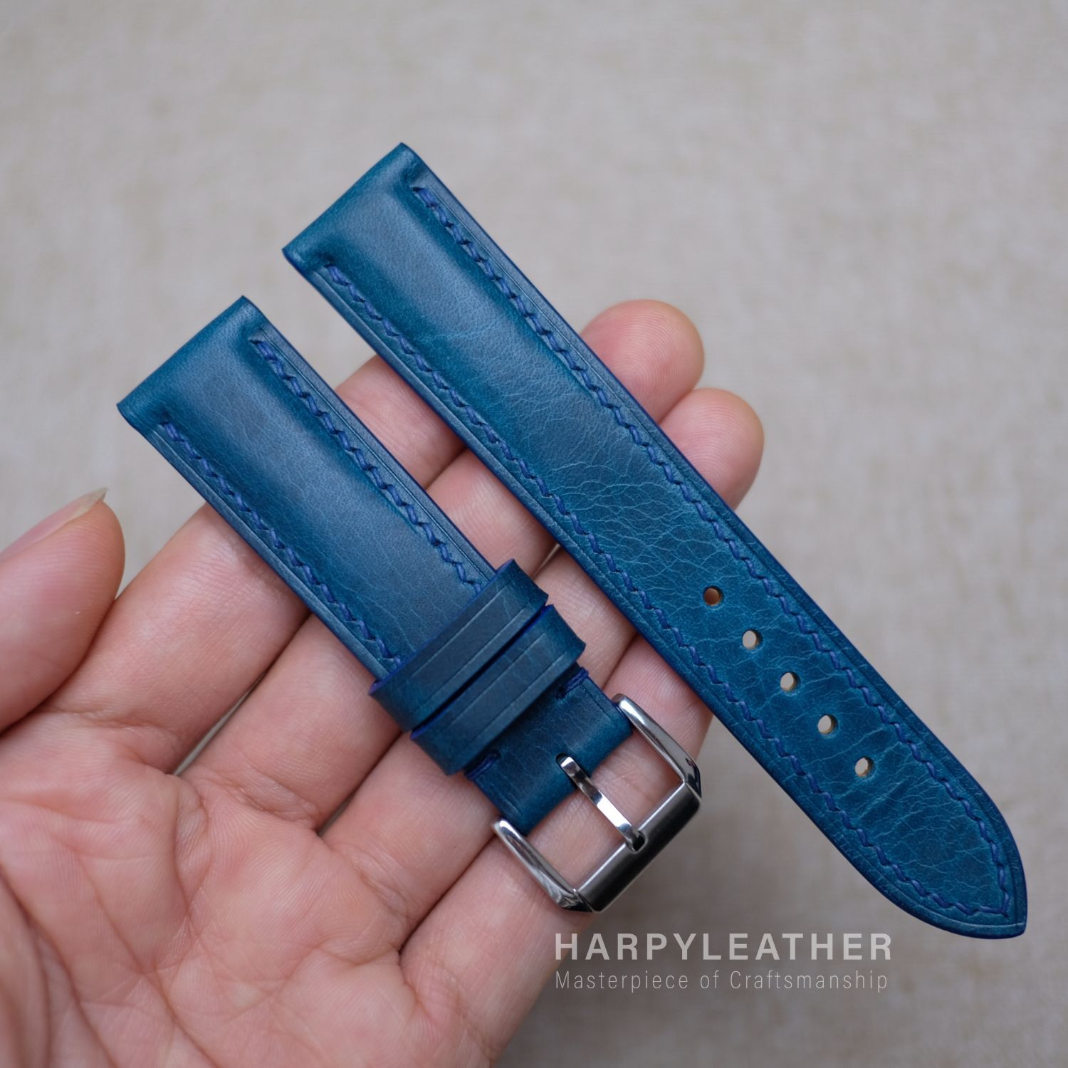 Navy waxy leather watch strap navy blue waxy watch strap 2