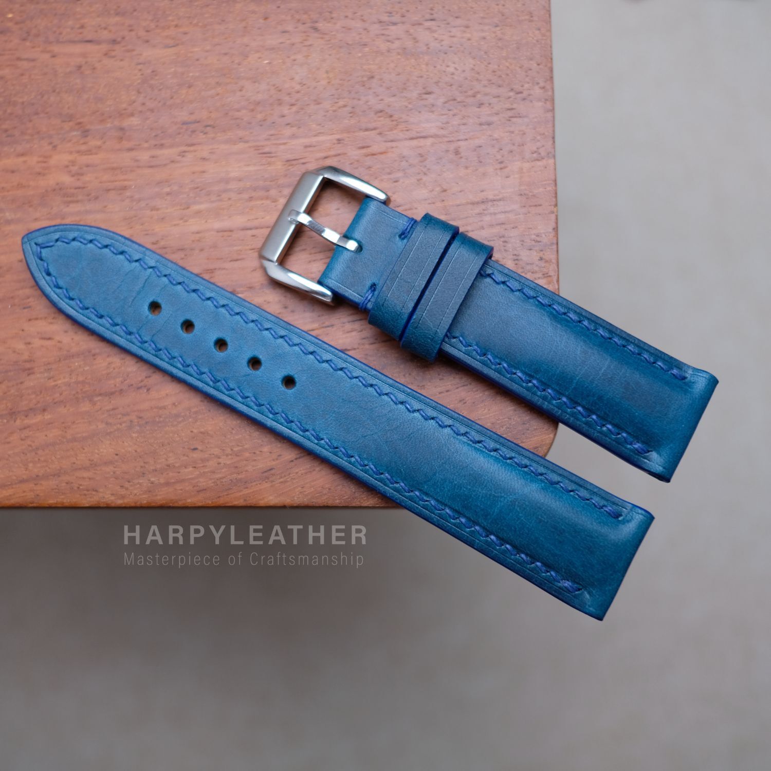 Navy waxy leather watch strap navy blue waxy watch strap 3