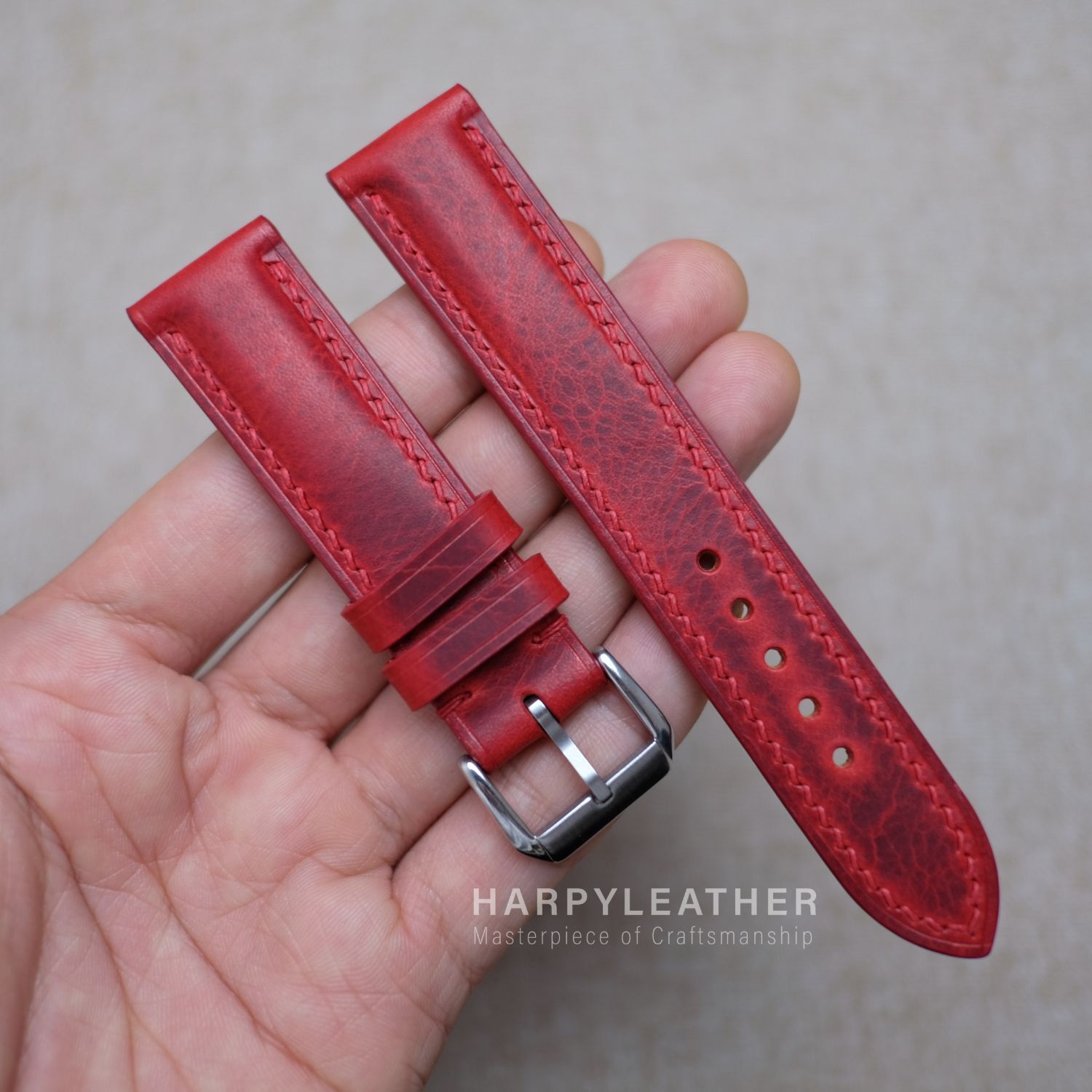 red waxy leather watch strap red waxy leather watch strap 2
