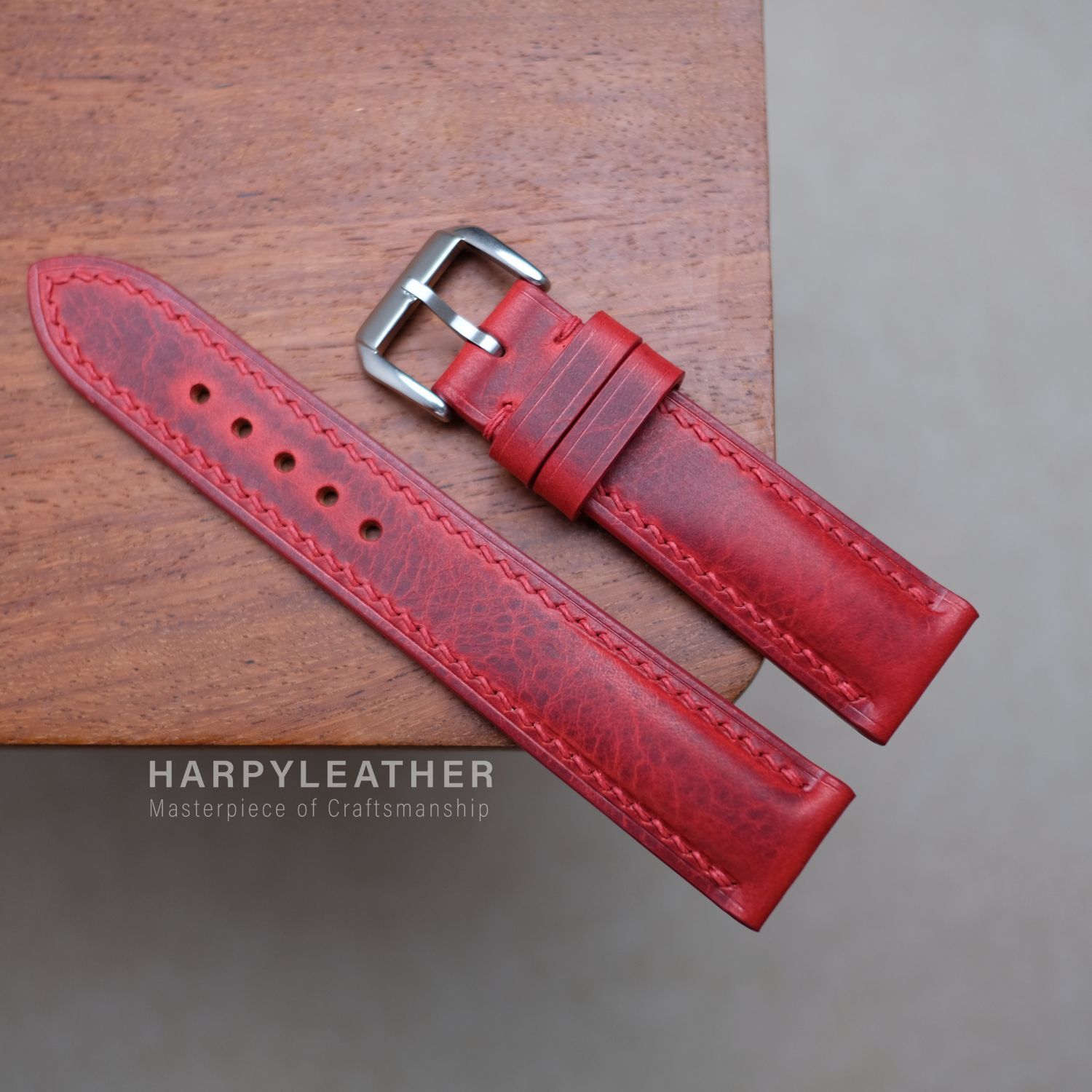 red waxy leather watch strap red waxy leather watch strap 3