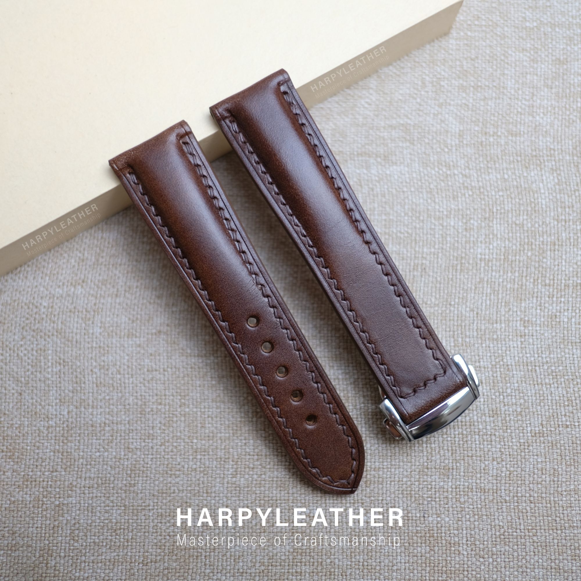 Dark Brown Museum Strap Omega Style Clasp; Dark-Brown-Museum-Strap-Omega-Style-Clasp